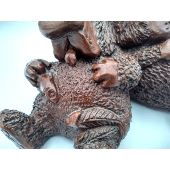 Pecan Shell Resin Bears No Fishing Figure Red Mill MFG Vintage 1990s 6 Inch - Picture 11 of 15